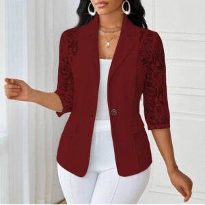 Elegant Floral Lace Tailored Blazer Jacket for Women ✨